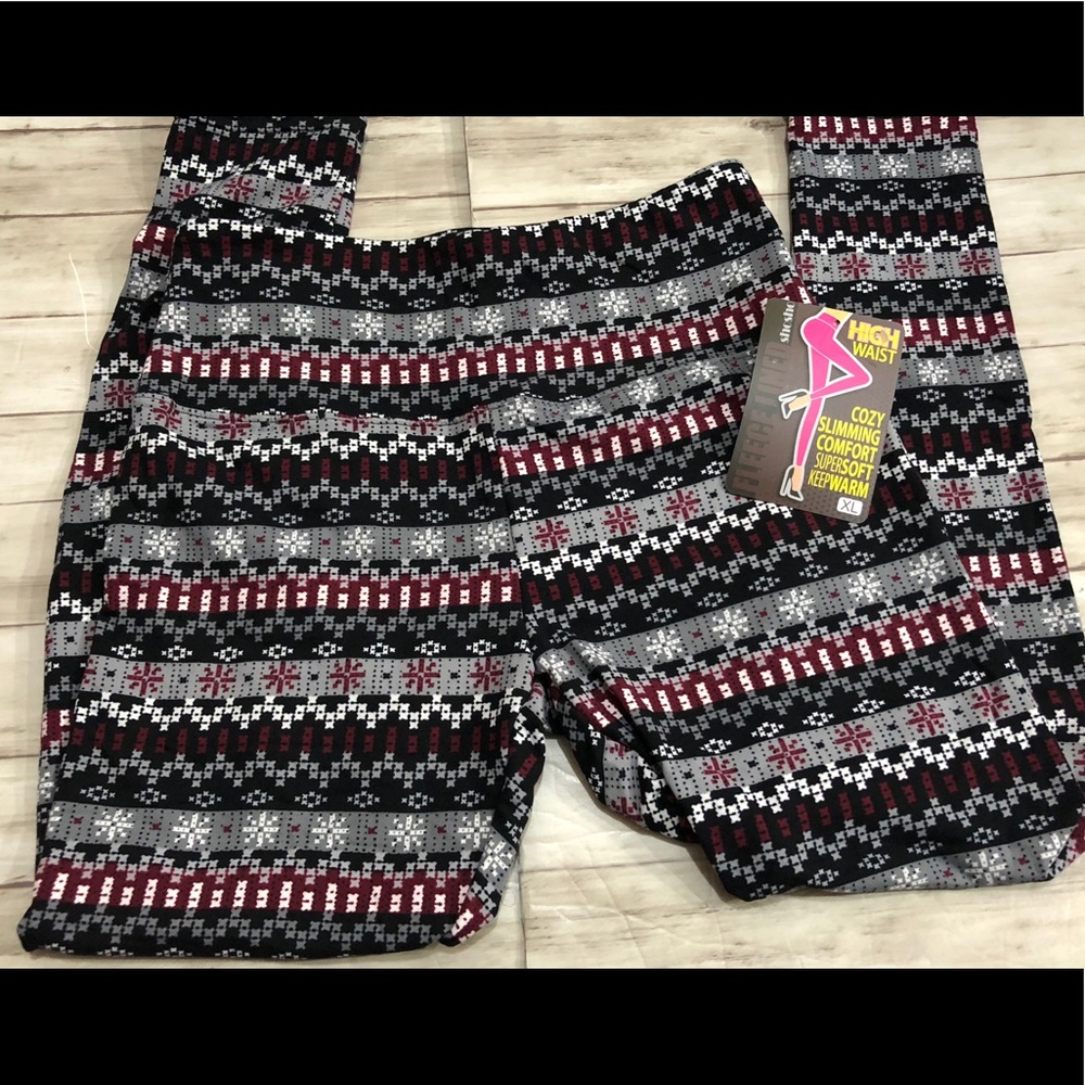 Juniors Snowflake Geometric Fleece Leggins n41